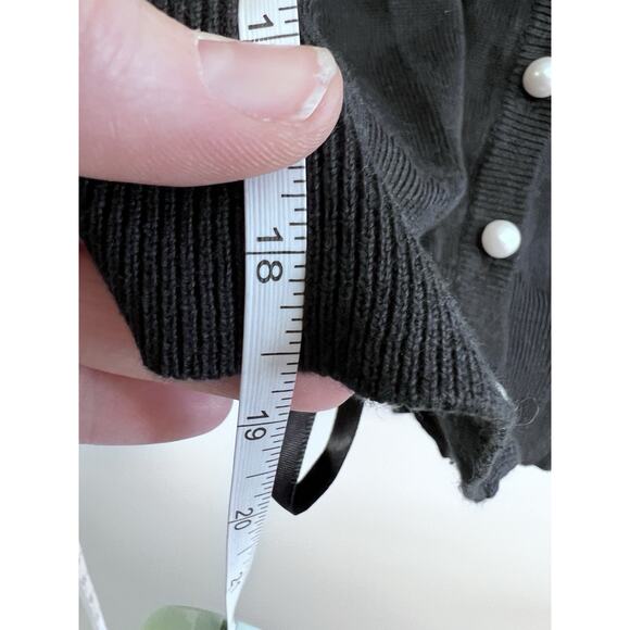 Karl Lagerfeld Paris Black Lace Back Women's XL Pearl Buttons Retro Elegant New - Picture 7 of 10